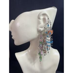 Earrings Lot 05 Pairs Alpaca Silver And Natural Stones From Peru